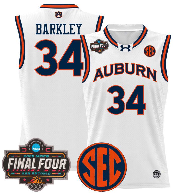 Men Auburn Tigers #34 Barkley white 2025 Final Four Patch Lightweight  NCAA Jerseys->ncaa teams->NCAA Jersey